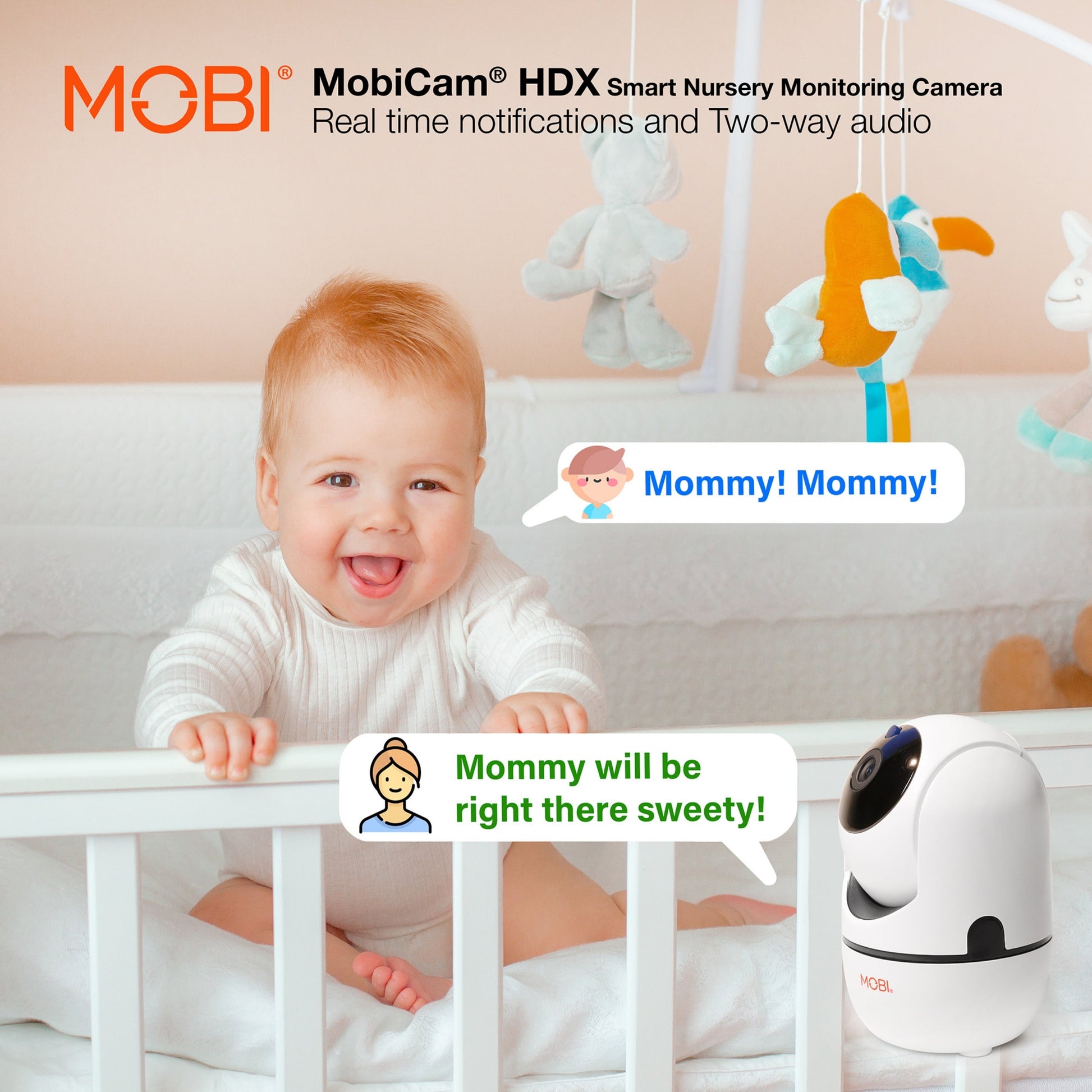 cam HDX Wi-Fi Pan & Tilt Smart Nursery Monitoring Camera, Baby Video Monitor, Night Vision, Motion Detection, Full HD, Two-Way Audio, Remote View & Recording with Free Smart App