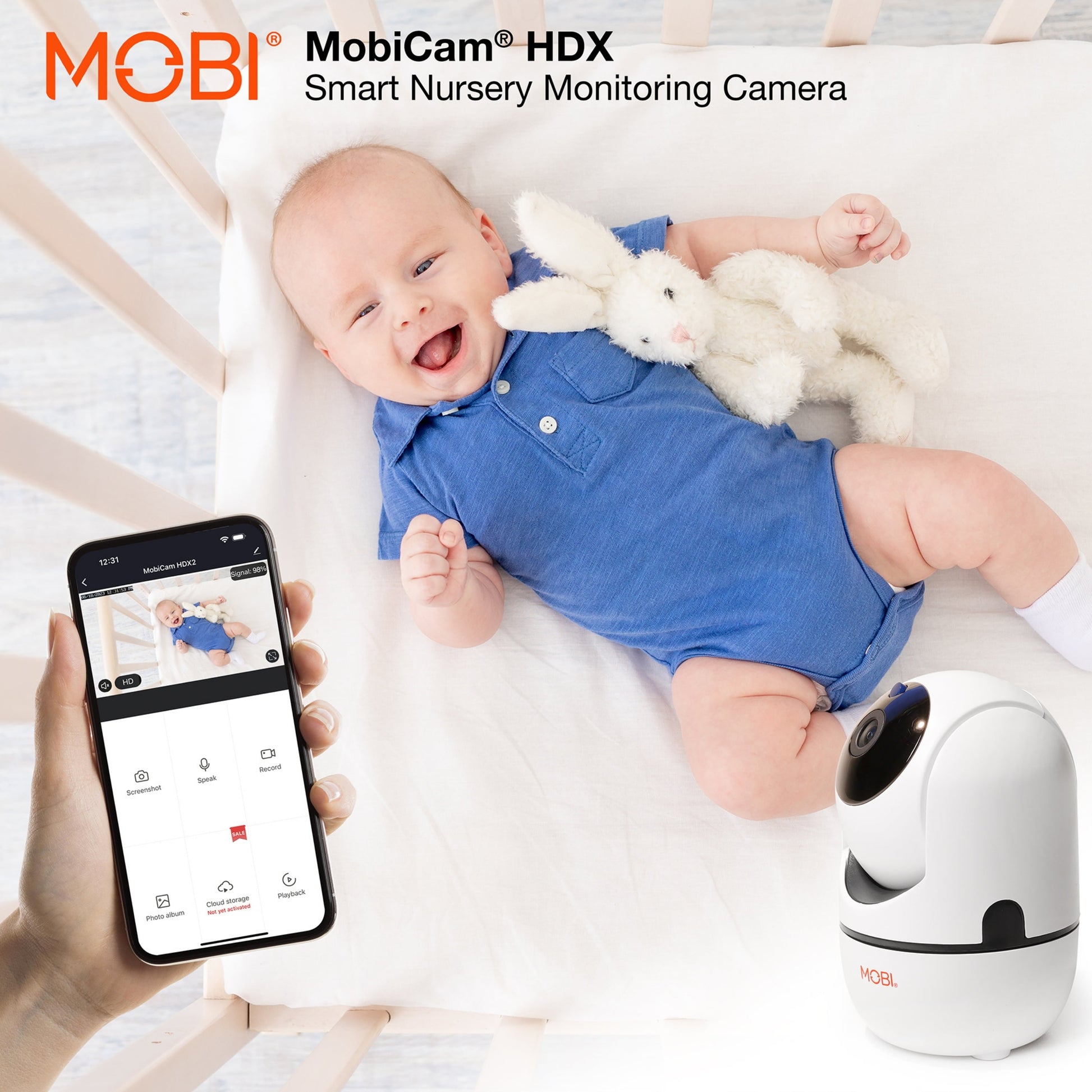 cam HDX Wi-Fi Pan & Tilt Smart Nursery Monitoring Camera, Baby Video Monitor, Night Vision, Motion Detection, Full HD, Two-Way Audio, Remote View & Recording with Free Smart App