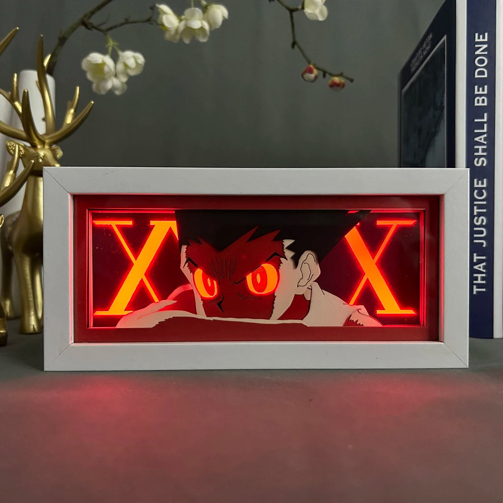 Paper Cut Shadow Box Light Anime Hunter X Hunter Gon for Gamer Room Decoration Bedside Table Lamp Led Night Light Box Manga Hxh